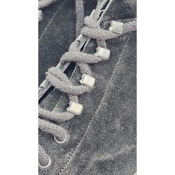 ANNE KLEIN Ander Black Suede Combat Booties Size 7 Lug Lace-Up Italy New In Box - Picture 9 of 14